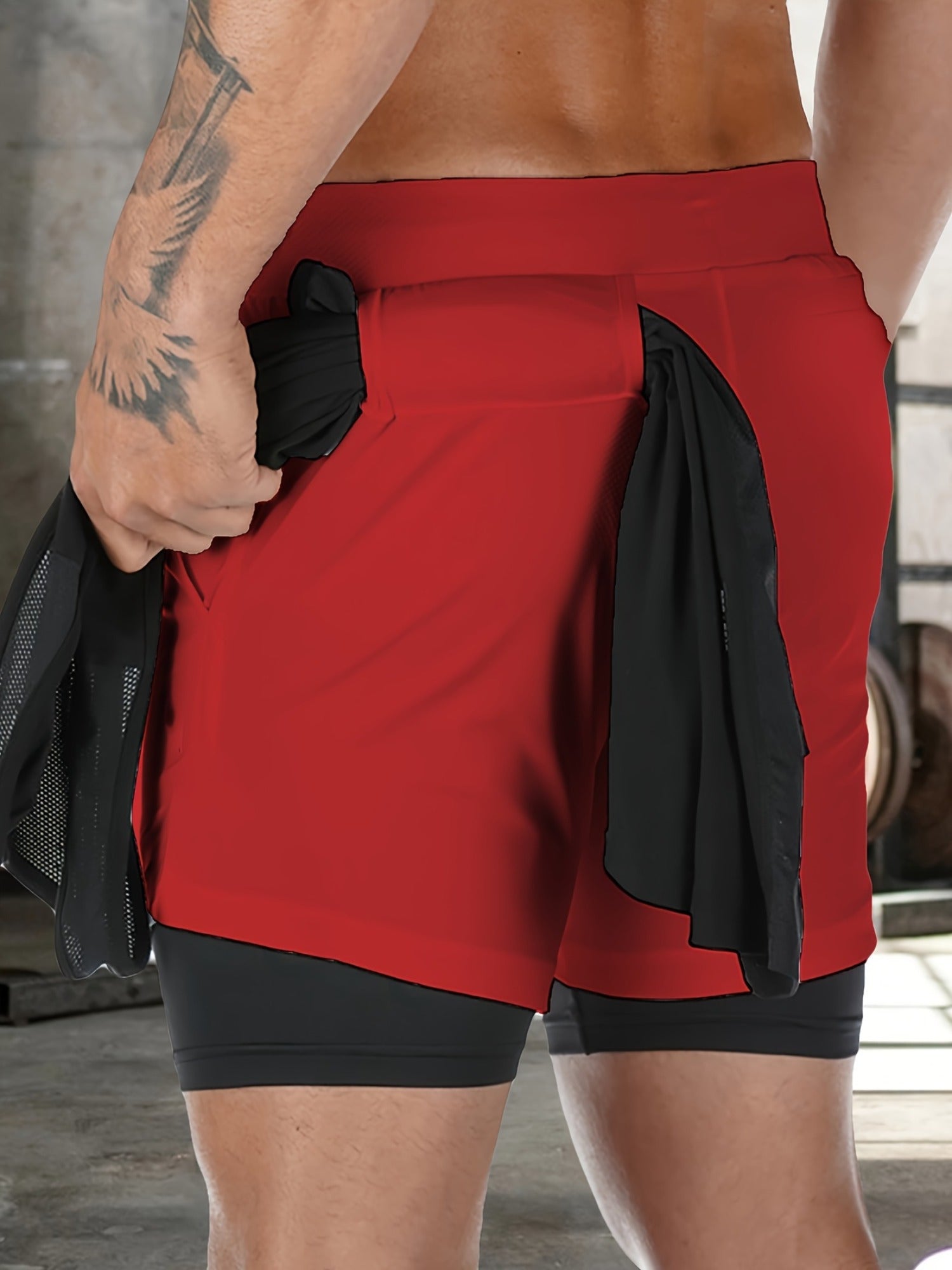 5pcs Men's 2-in-1 Double Layer Shorts with Inner Pockets - Looped In Style