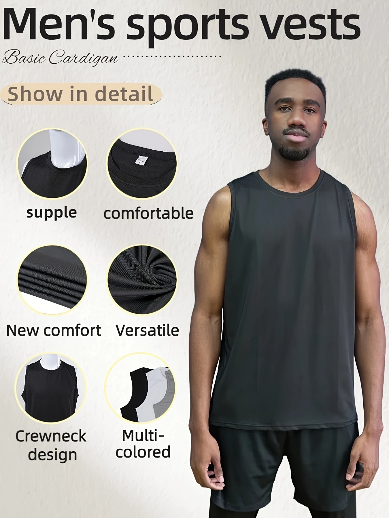 5 Pack Of Men's Summer Loose Crew Neck Vest T Shirts Moisture Absorbent Breathable Soft And Comfortable For Daily Sports Fitness And Training - Looped In Style