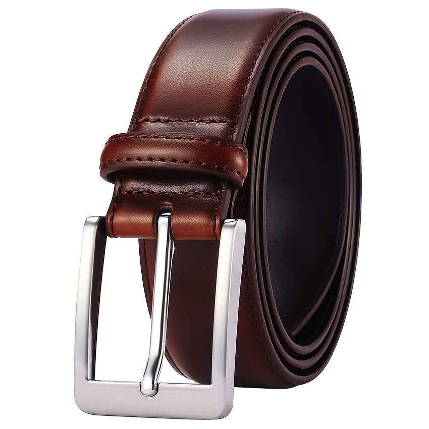 Genuine Leather Casual Style Men's Dress Waistband with Stainless Steel Prong Buckle for Business and Work - Looped In Style