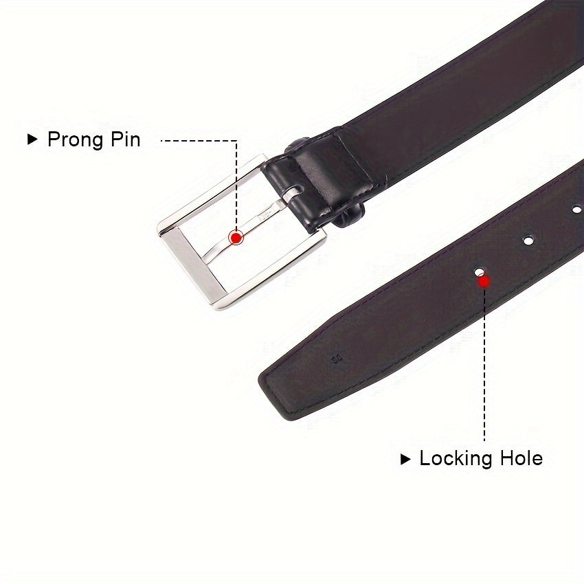 Genuine Leather Casual Style Men's Dress Waistband with Stainless Steel Prong Buckle for Business and Work - Looped In Style