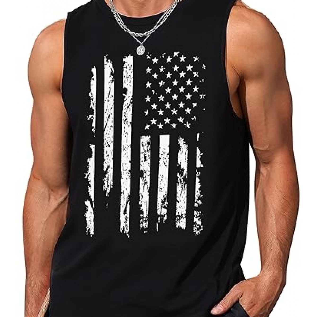 Men's Patriotic Cotton Tank Top American Flag Graphic Sleeveless Shirt for Summer Loose Fit Lightweight Breathable Beach Casual Wear - Looped In Style