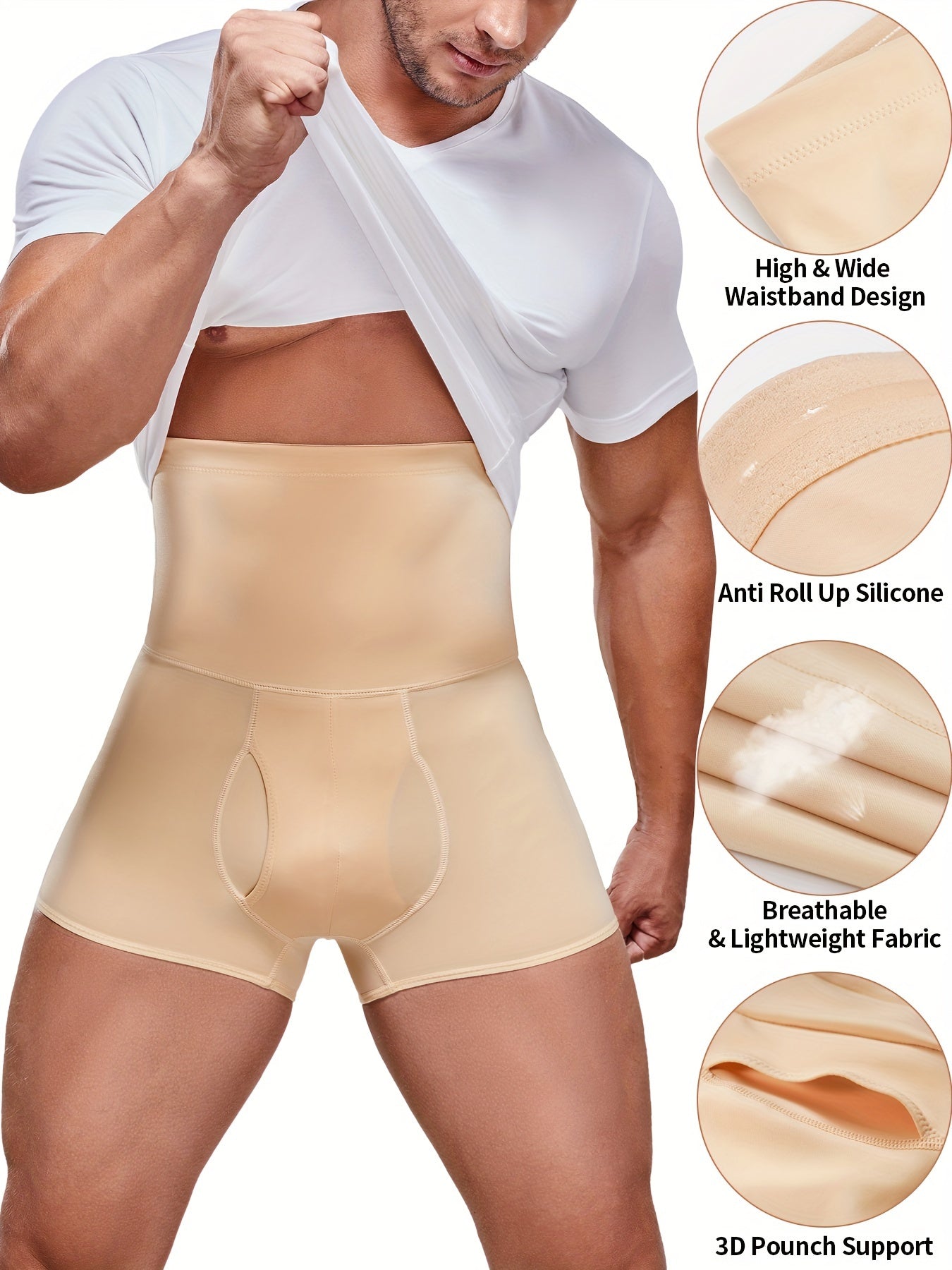Men's High Waist Tummy Control Shorts - Seamless Slimming Body Shaper for Gym and Casual Wear - Looped In Style