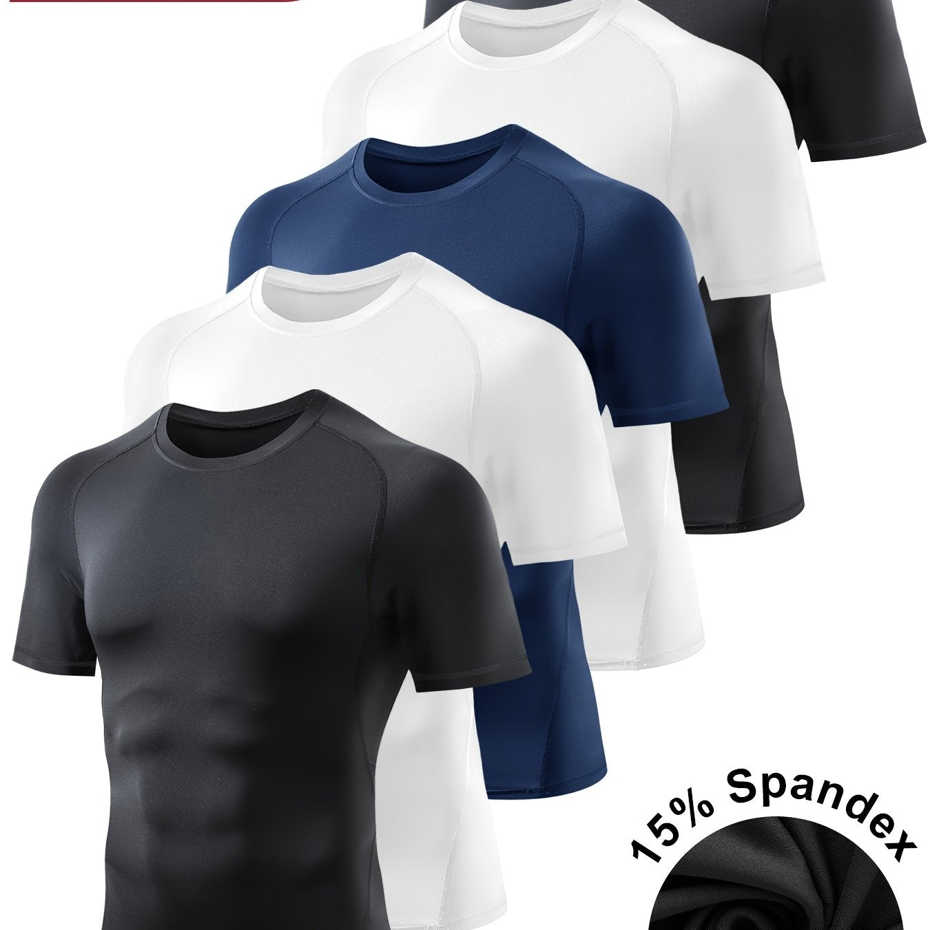 Short Sleeve Athletic 5pcs Men's Compression Shirt Tops - Looped In Style