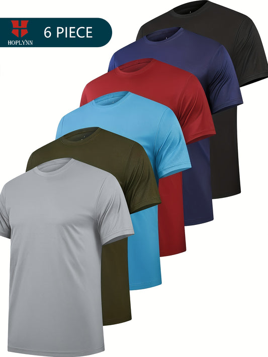 6 Pack Quick Dry Workout Shirts for Men Short Sleeve Athletic Active Tops Crew Neck T Shirt for Running - Looped In Style