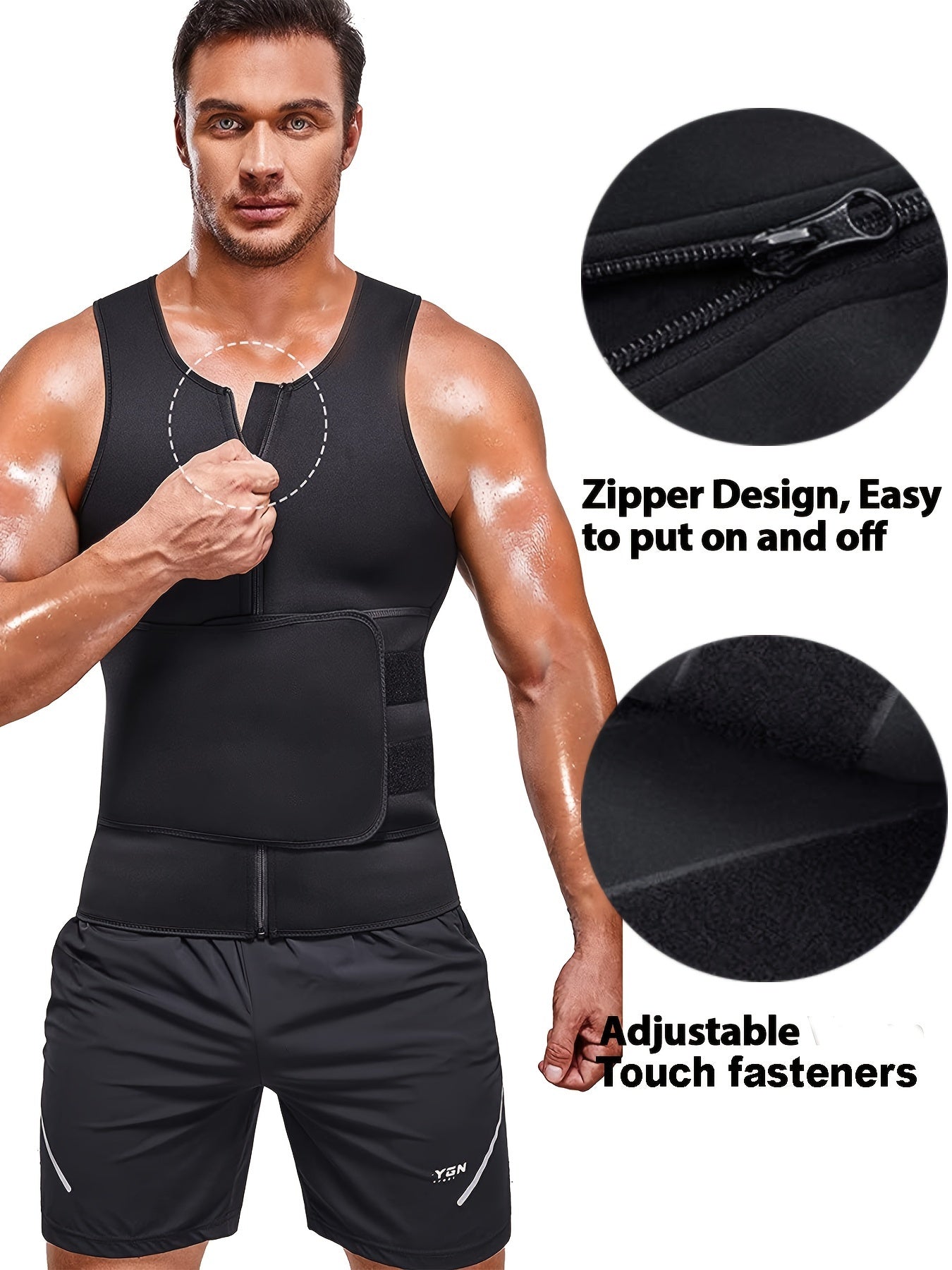 Mens High-Compression Sauna Vest with Lumbar Support Gym Fitness - Looped In Style