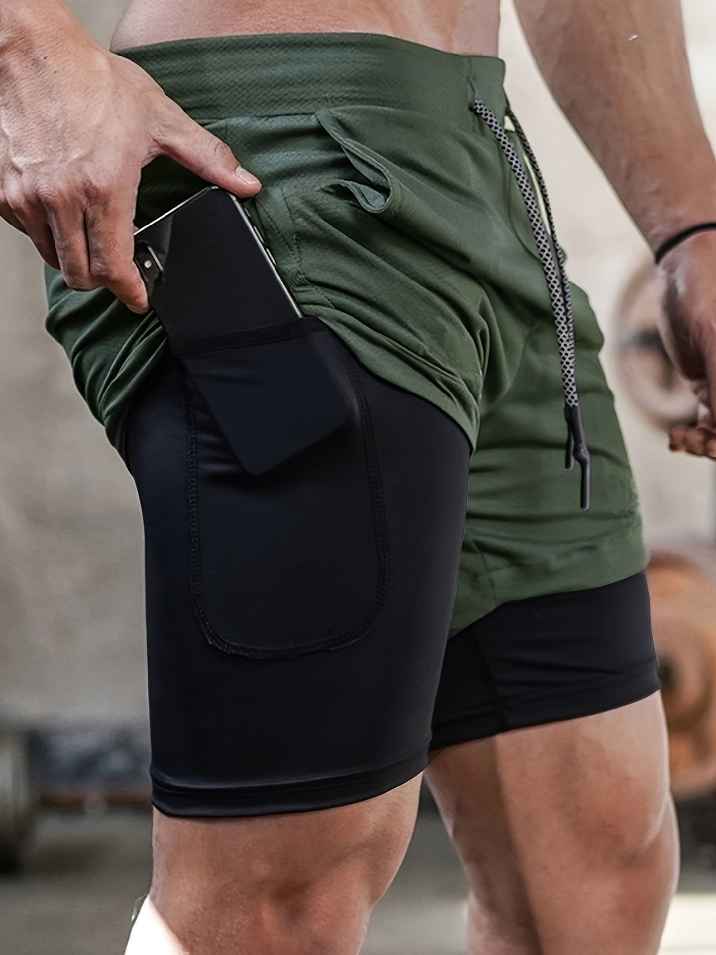 5pcs Men's 2-in-1 Double Layer Shorts with Inner Pockets - Looped In Style