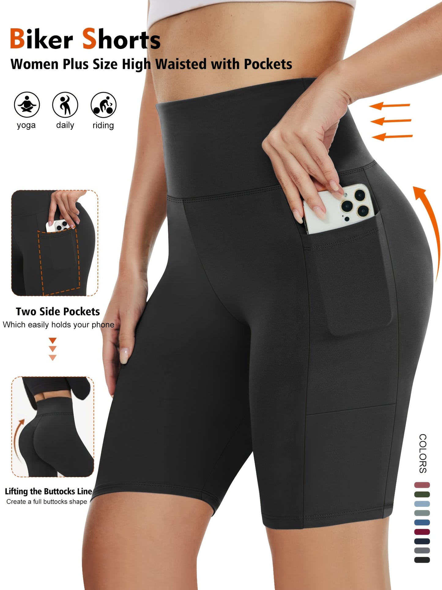 3pcs Women'S High-Waist Yoga Capri Pants With Side Pockets, Ice Touch Breathable, High-Elasticity Shaping, Suitable For Yoga, Fitness, Running, And Casual Wear