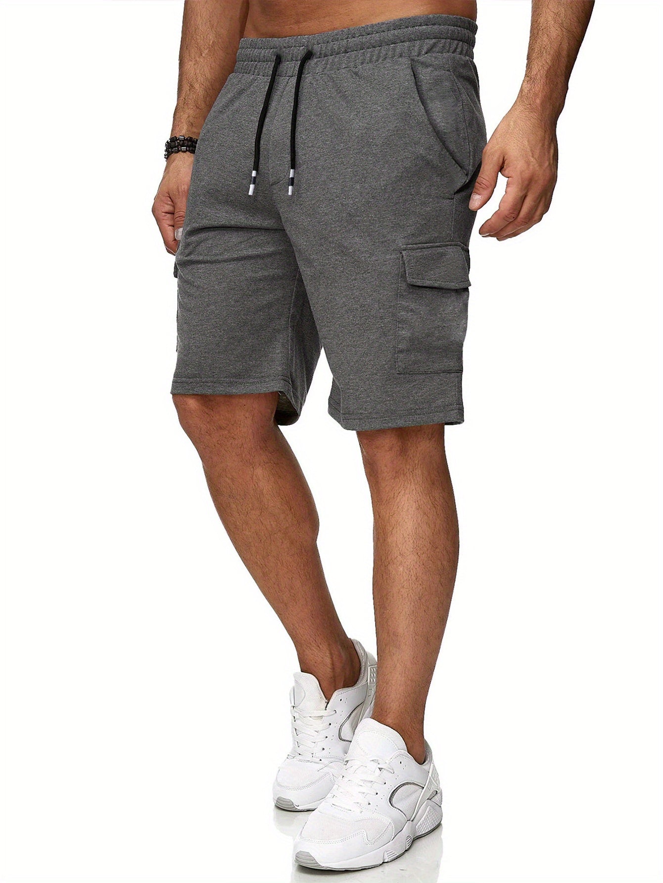 3 Pack Men's Cargo Shorts Sweatshorts with Classic Fit Cargo Pockets Elastic Drawstring Polyester Stretch Shorts for Summer Beach Workout - Looped In Style