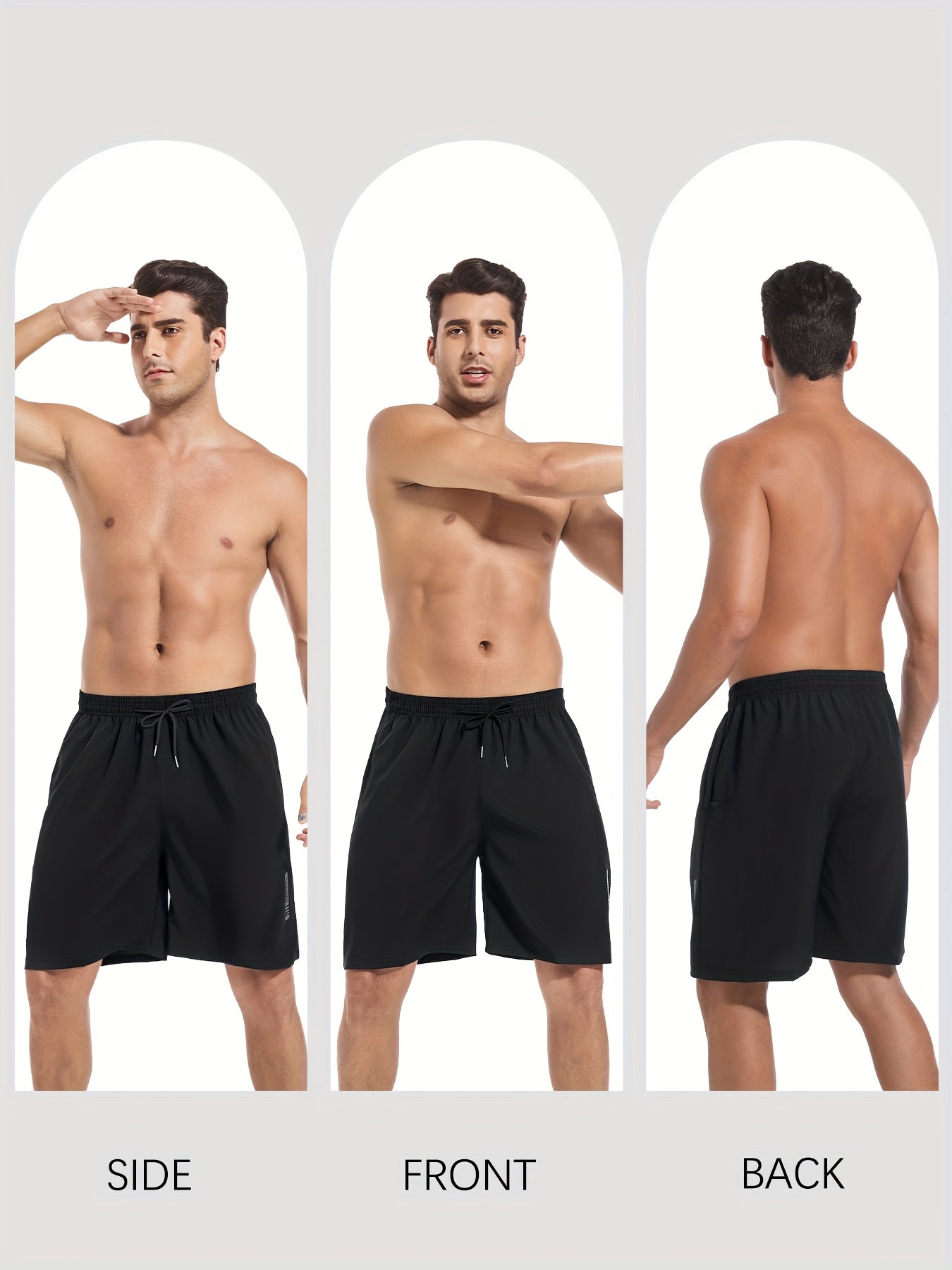 OYGSieg 5pcs Mens Sports Gym Workout Shorts Quick Drying Lightweight Basketball Running Shorts With Stretch Waistband Side Zip Pocket Woven Fabric - Looped In Style