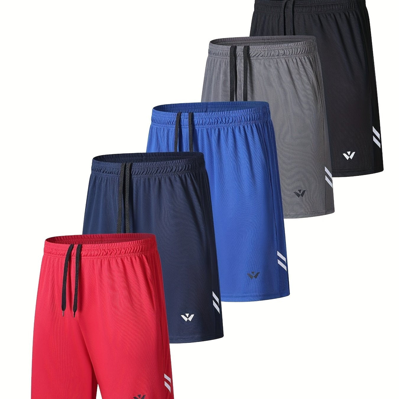 5-Pack Mens Sports Shorts with Comfortable Elastic Waistband - Looped In Style