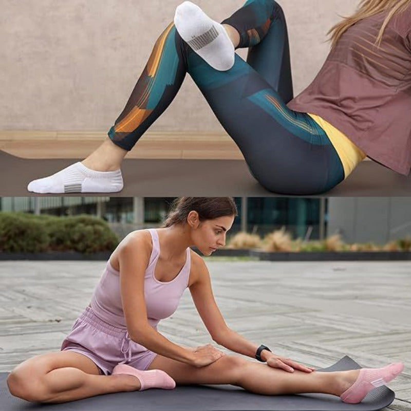 6 Pairs No Show Socks for Women Athletic Low Cut Ankle No Slip Invisible Running Cushioned Socks - Looped In Style