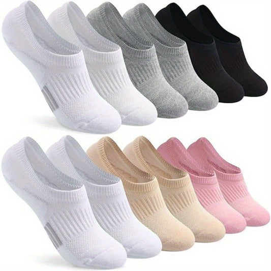 6 Pairs No Show Socks for Women Athletic Low Cut Ankle No Slip Invisible Running Cushioned Socks - Looped In Style