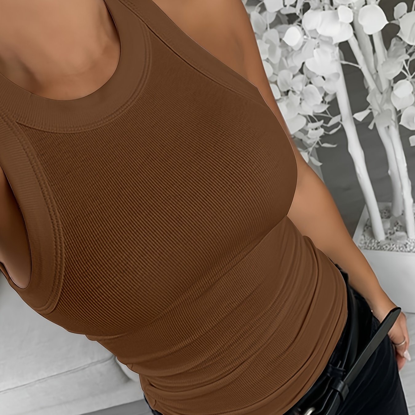 Women's Slim Fit Ruched Crew Neck Tank Top Solid Color Casual Sleeveless Summer Top Breathable and Machine Washable - Looped In Style