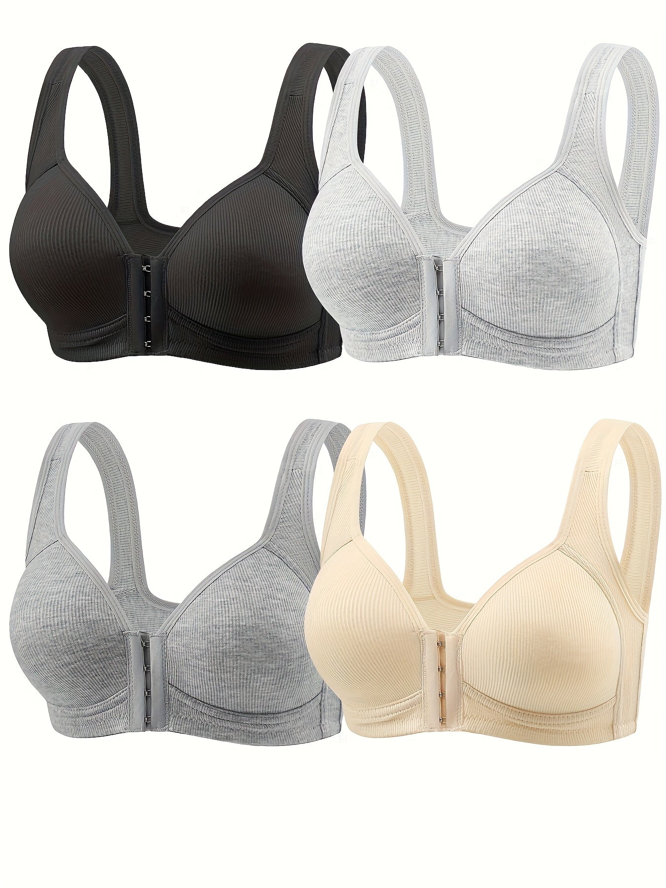 4pcs Women's Elegant Seamless Push-Up Bras - Front Closure - Looped In Style
