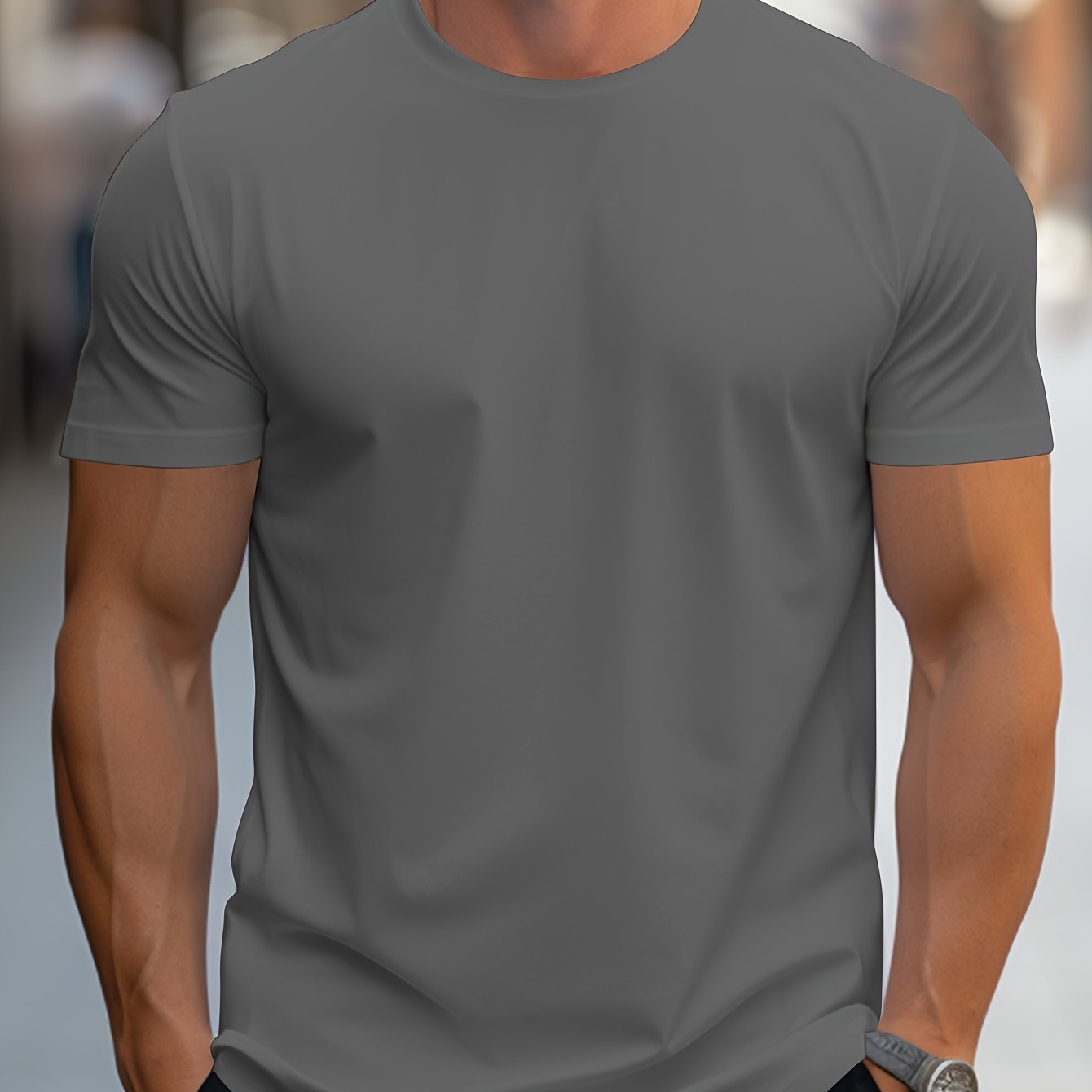 100 Percent Cotton Men's Solid Color Regular Fit Short Sleeve T Shirt Breathable Machine Washable Round Neck Casual Tee for Spring Summer Vacations and Casual Wear - Looped In Style