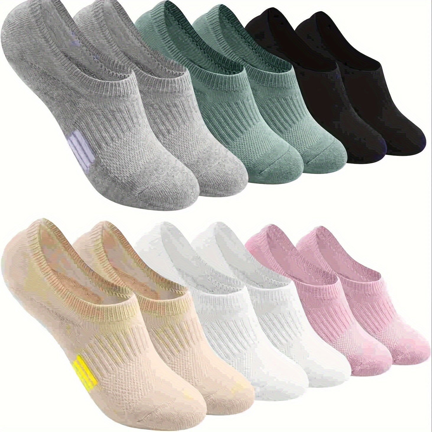6 Pairs No Show Socks for Women Athletic Low Cut Ankle No Slip Invisible Running Cushioned Socks - Looped In Style
