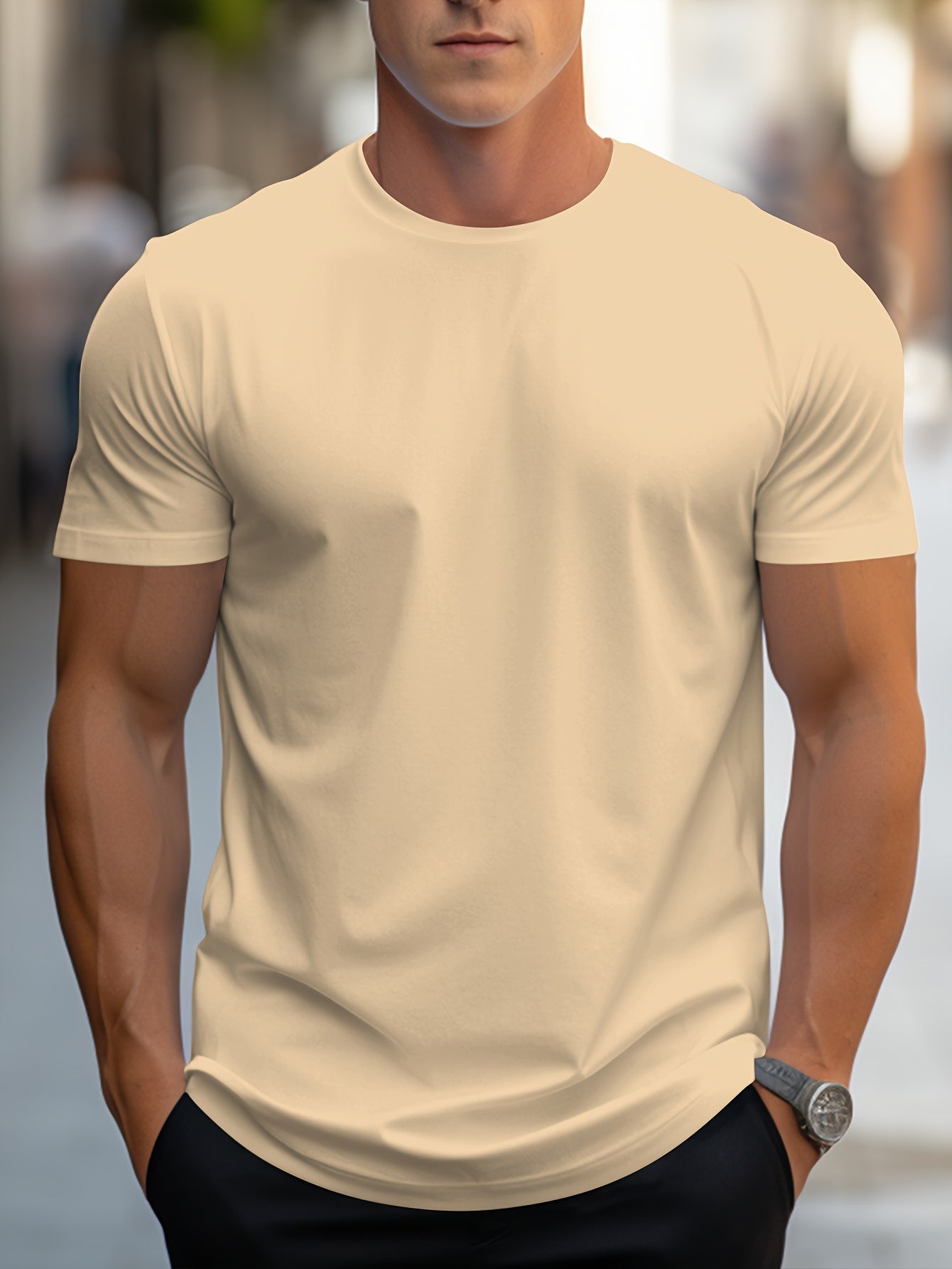 100 Percent Cotton Men's Solid Color Regular Fit Short Sleeve T Shirt Breathable Machine Washable Round Neck Casual Tee for Spring Summer Vacations and Casual Wear - Looped In Style