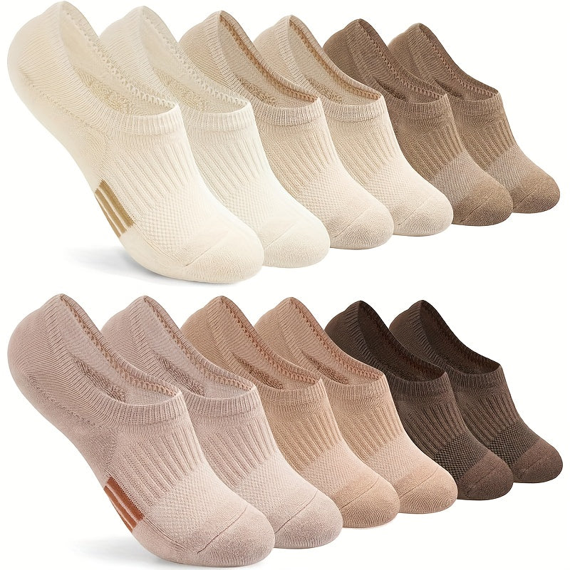 6 Pairs No Show Socks for Women Athletic Low Cut Ankle No Slip Invisible Running Cushioned Socks - Looped In Style